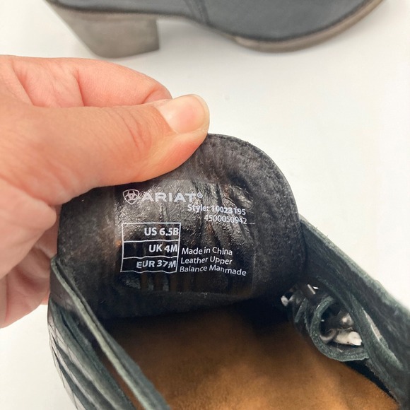 Ariat Dulce Black Leather Western Ankle Boots Buckle Detail Size 6.5 - Picture 9 of 15